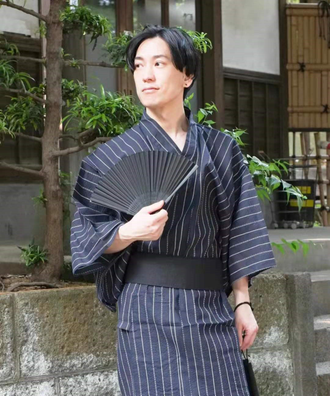 Traditional Japanese Men's Yukata Kimono - back view