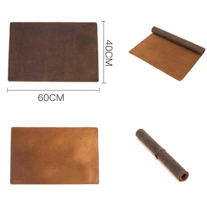 Vintage Leather Desk Pad - Extra Large Non-Slip Mat - in use