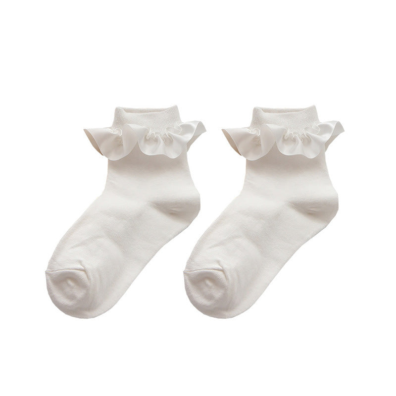White Lace Bow and Beaded Lolita Socks - scale view