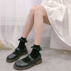 White Lace Bow and Beaded Lolita Socks - alternate angle