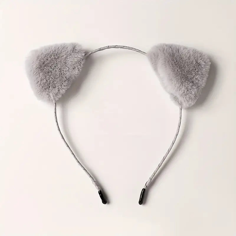 Women's Plush Fox Cat Ears Headband Playful Accessory - front view