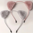Women's Plush Fox Cat Ears Headband Playful Accessory - detail view
