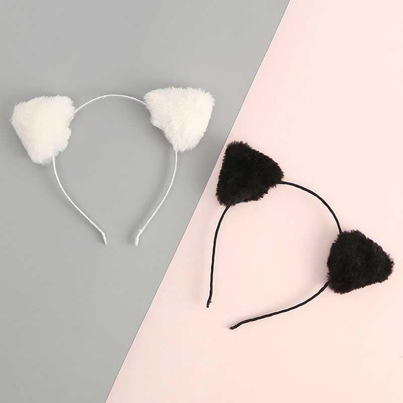 Women's Plush Fox Cat Ears Headband Playful Accessory - scale view