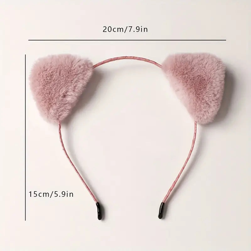 Women's Plush Fox Cat Ears Headband Playful Accessory - alternate angle
