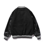 Woolen Leather Embroidered Baseball Jacket - front view