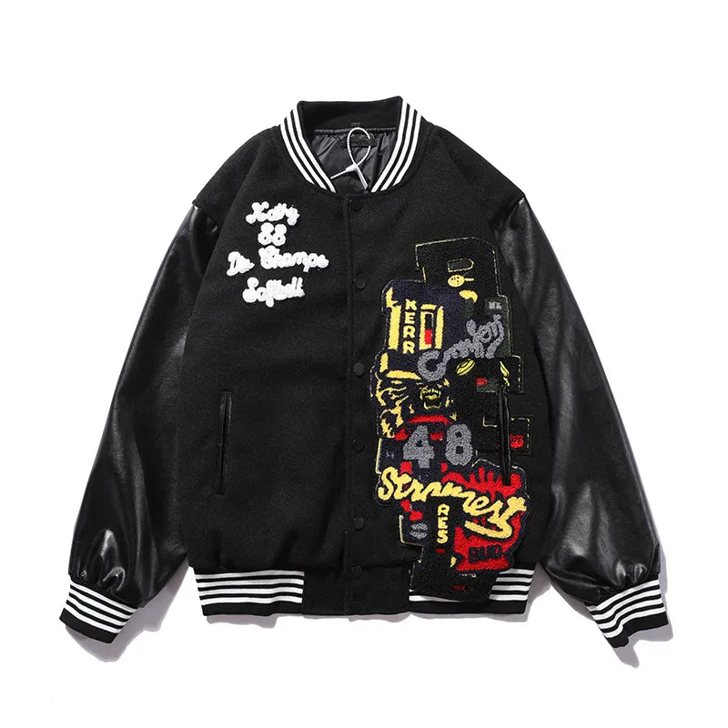 Woolen Leather Embroidered Baseball Jacket - packaging view