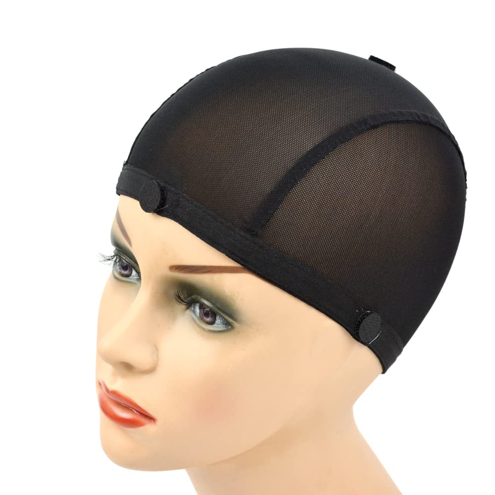 YANTAISIYU 1 Piece Wig Cap Black Mesh Wig Cap Non-slip Wig Cap Elastic Band Wig Caps for - side view